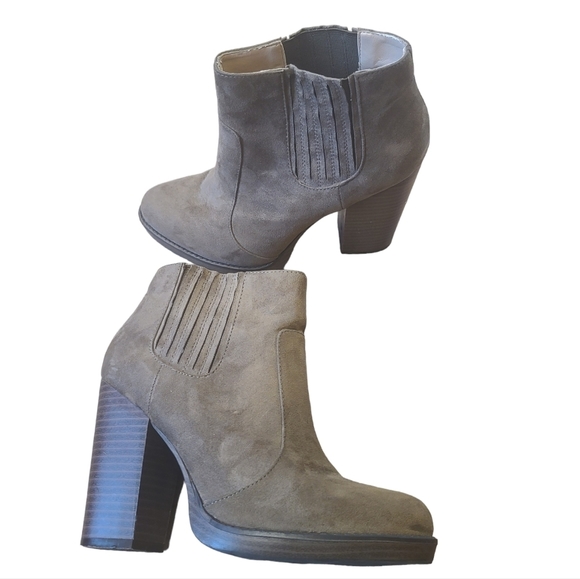 ZARA SUEDE STACK CHUNKY HEELED ANKLE BOOTS BOOTIES WOMENS SIZE 39 US SIZE 8 - Picture 3 of 12